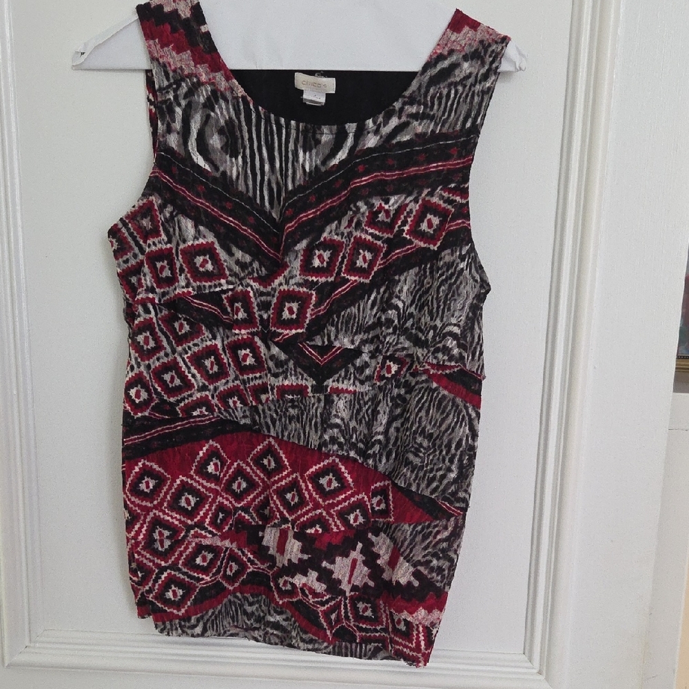 Chico's Black and White Patterned Top